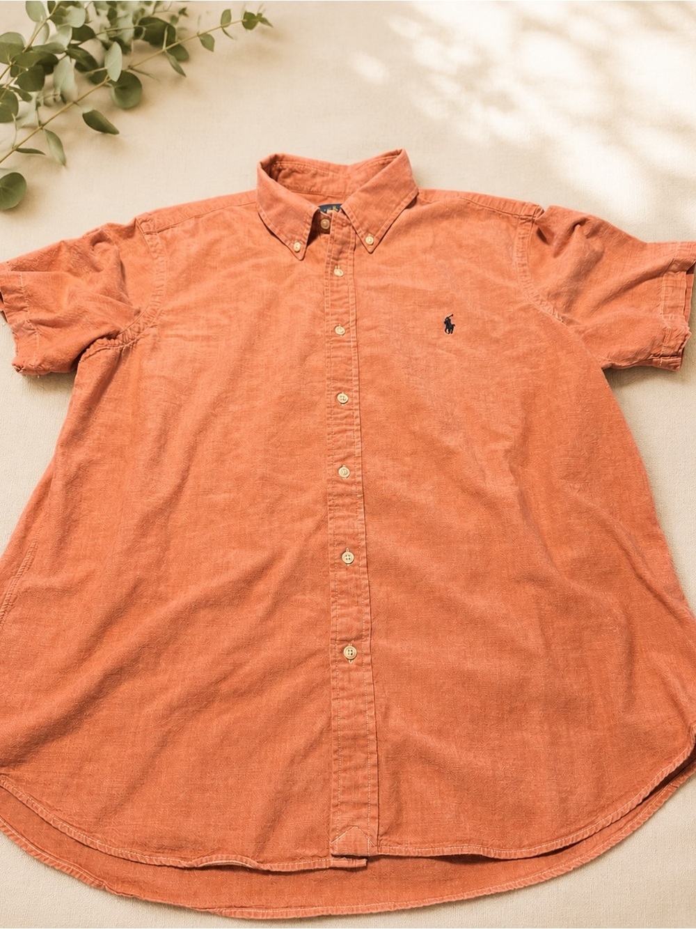 Polo Ralph Lauren XL Coral/Orange Cotton Short Sleeve Button-Down Shirt
